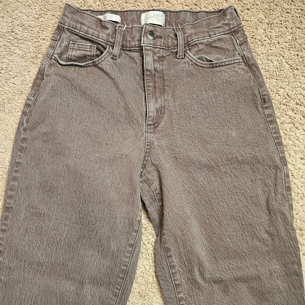 Universal Thread Jeans Womens 6/28R Brown Hi Rise Straight Raw Hem Denim Stretch - Picture 2 of 7